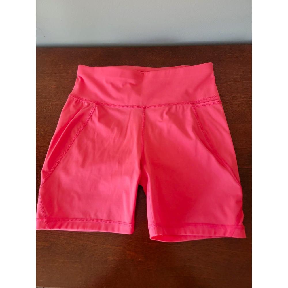 Sweaty Betty Women's Pink Power Biker Shorts Size S 6 6" Pockets Gym Training